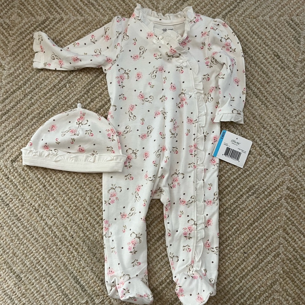 Little Me onsie/sleeper with hat 6m BNWT